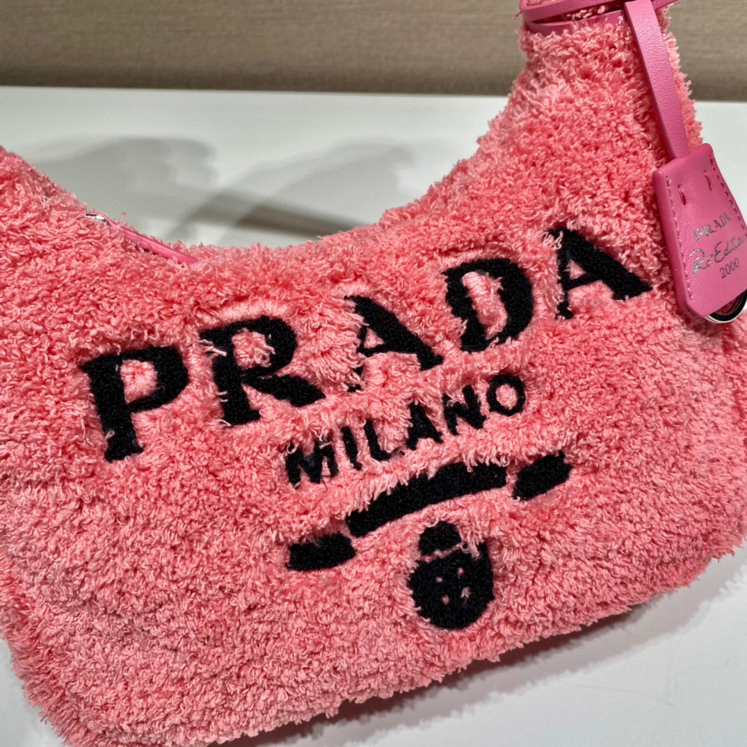 Prada Re-Edition 2000 Terry Mini-Bag In Pink For Women 8.6in/ 22cm 1NE515_2DXO_F046J