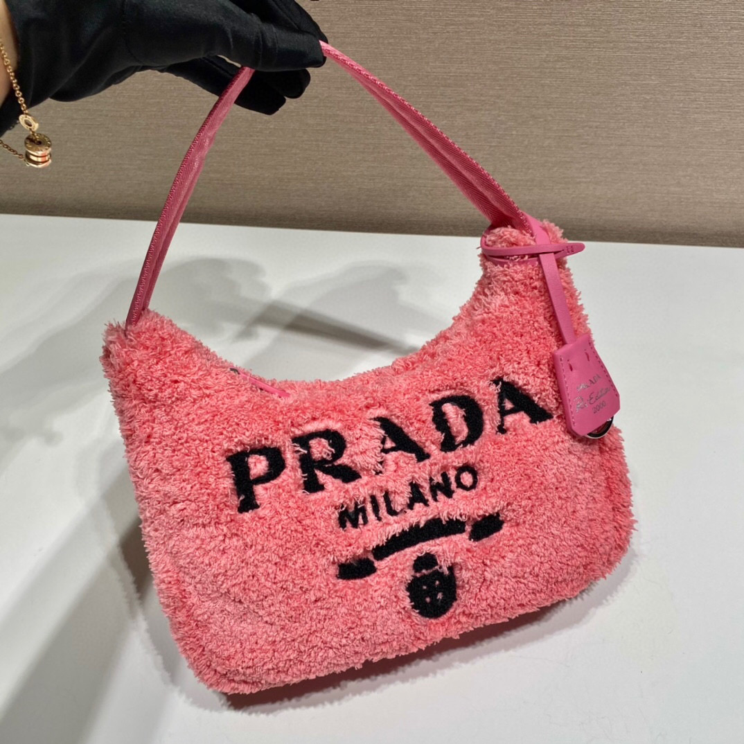 Prada Re-Edition 2000 Terry Mini-Bag In Pink For Women 8.6in/ 22cm 1NE515_2DXO_F046J