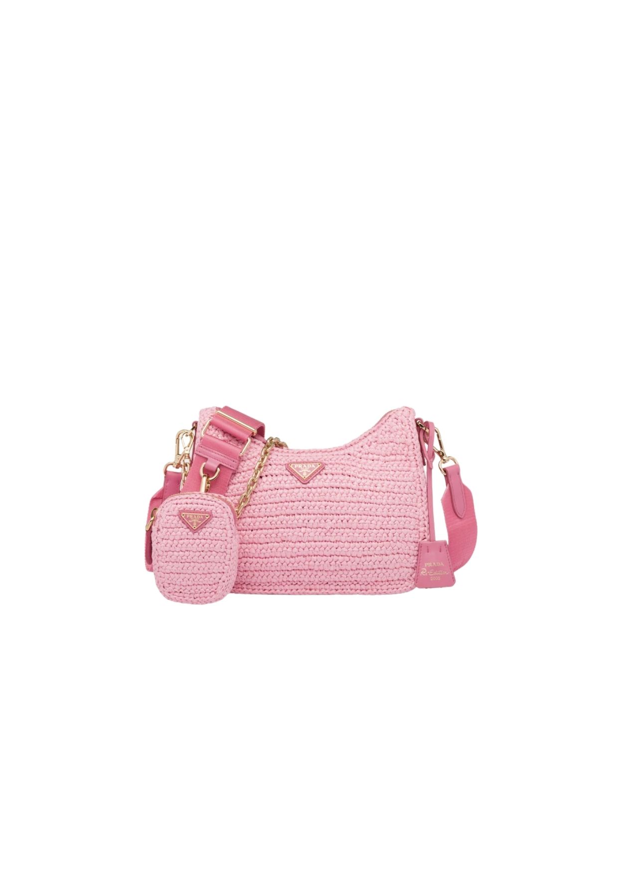 Prada Re-Edition 2005 Raffia Bag Pink For Women 1BH204_2A2T_F0442_V_V9L