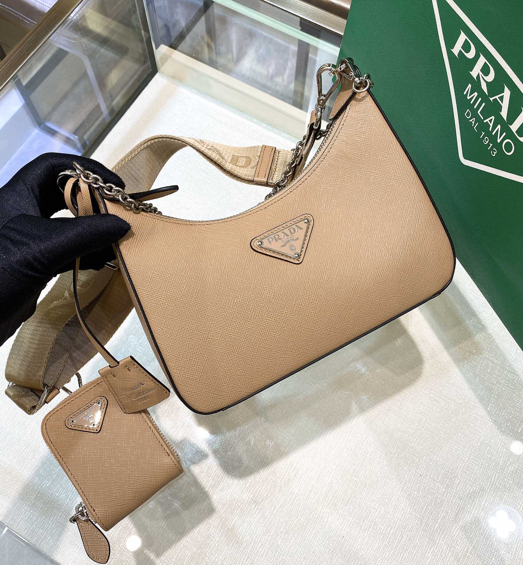 Prada Re-Edition 2005 Re-Nylon Mini Bag Beige For Women, Women’s Bags 8.6in/22cm 1NE204_R064_F0F24