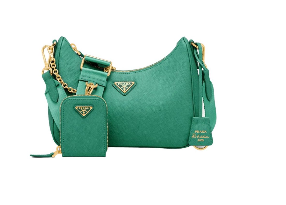 Prada Re-Edition 2005 Saffiano Bag In Green For Women 8.6 in/ 22 cm 1BH204_NZV_F0PCL_V_V2M