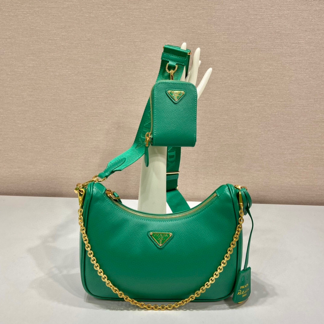 Prada Re-Edition 2005 Saffiano Bag In Green For Women 8.6 in/ 22 cm 1BH204_NZV_F0PCL_V_V2M