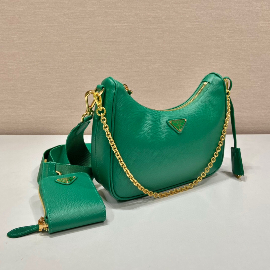 Prada Re-Edition 2005 Saffiano Bag In Green For Women 8.6 in/ 22 cm 1BH204_NZV_F0PCL_V_V2M