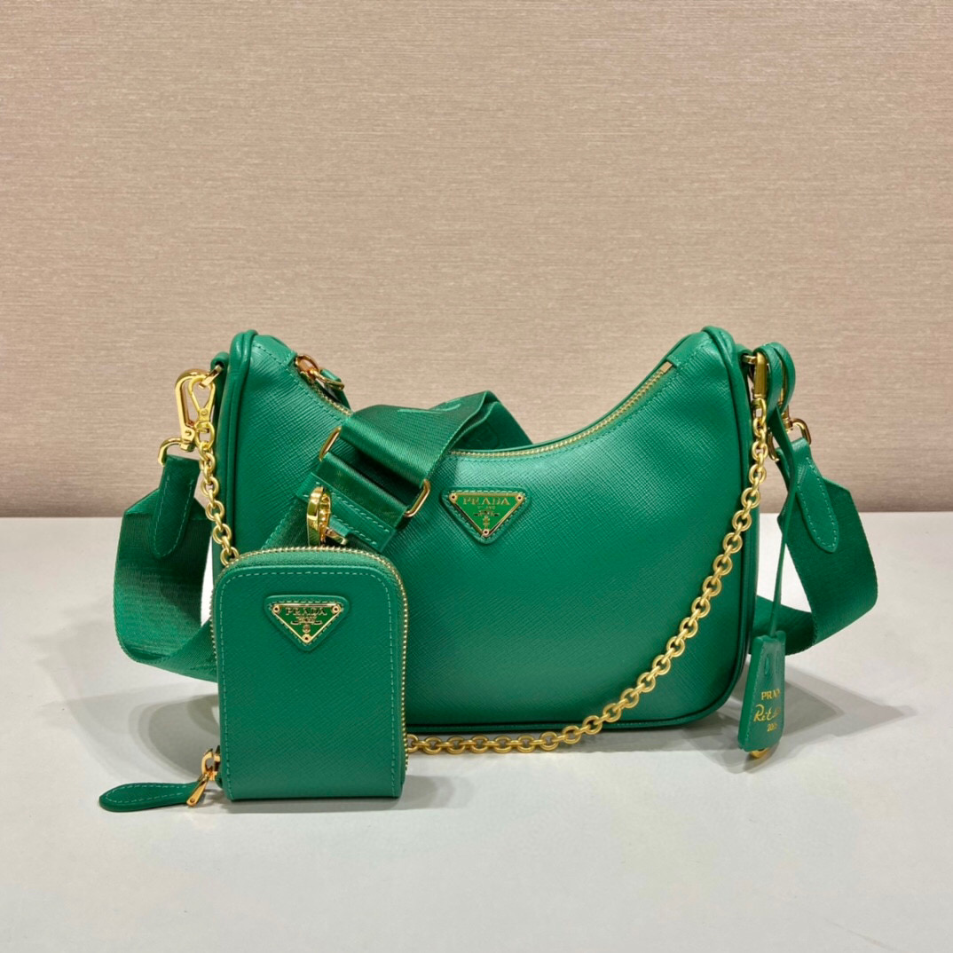 Prada Re-Edition 2005 Saffiano Bag In Green For Women 8.6 in/ 22 cm 1BH204_NZV_F0PCL_V_V2M