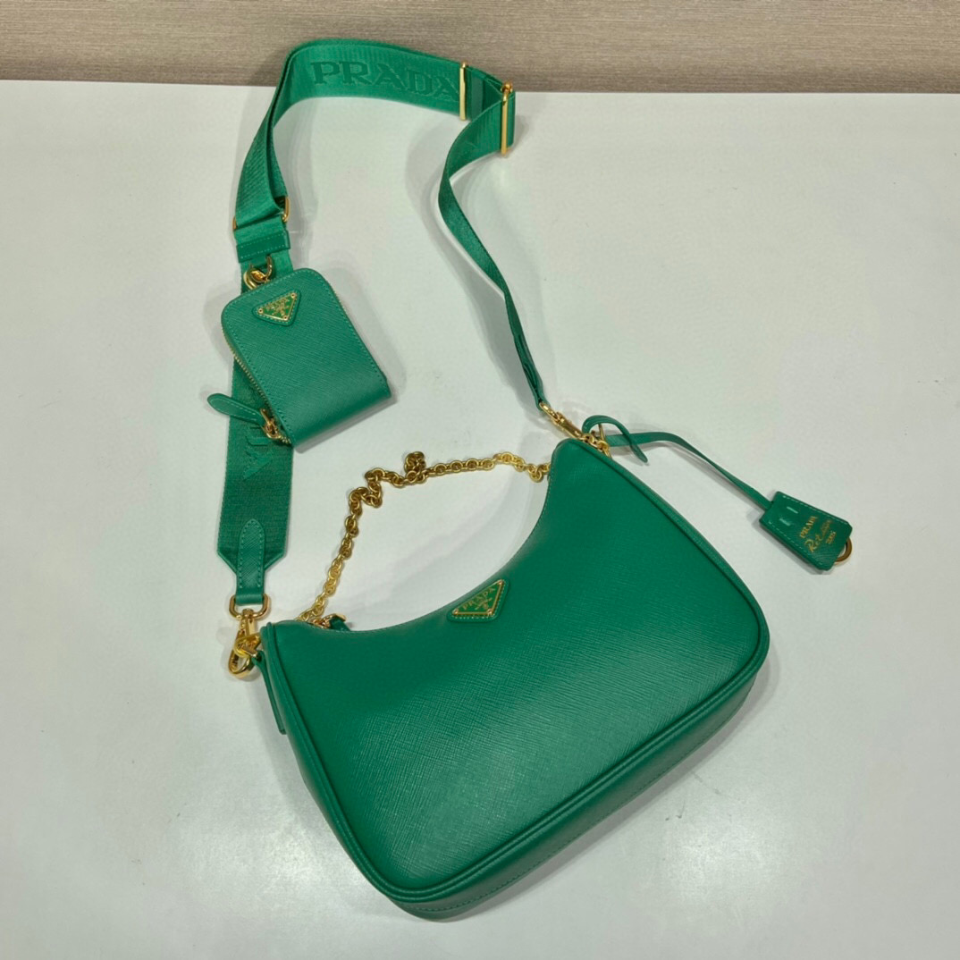 Prada Re-Edition 2005 Saffiano Bag In Green For Women 8.6 in/ 22 cm 1BH204_NZV_F0PCL_V_V2M