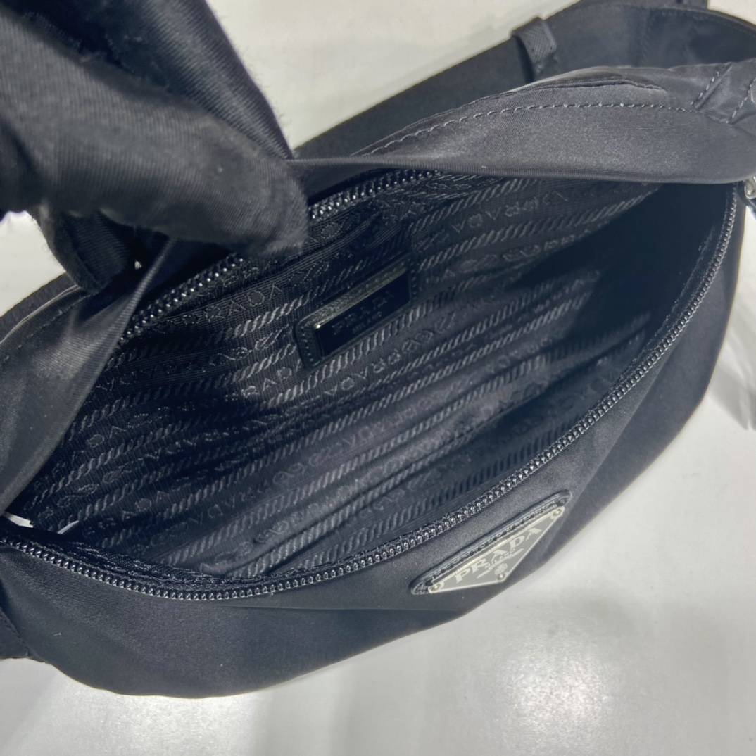 Prada Re-Nylon And Saffiano Belt Bag Black For Women, Women’s Bags 10.2in/26cm 2VL034_2DMG_F0002_V_OOO