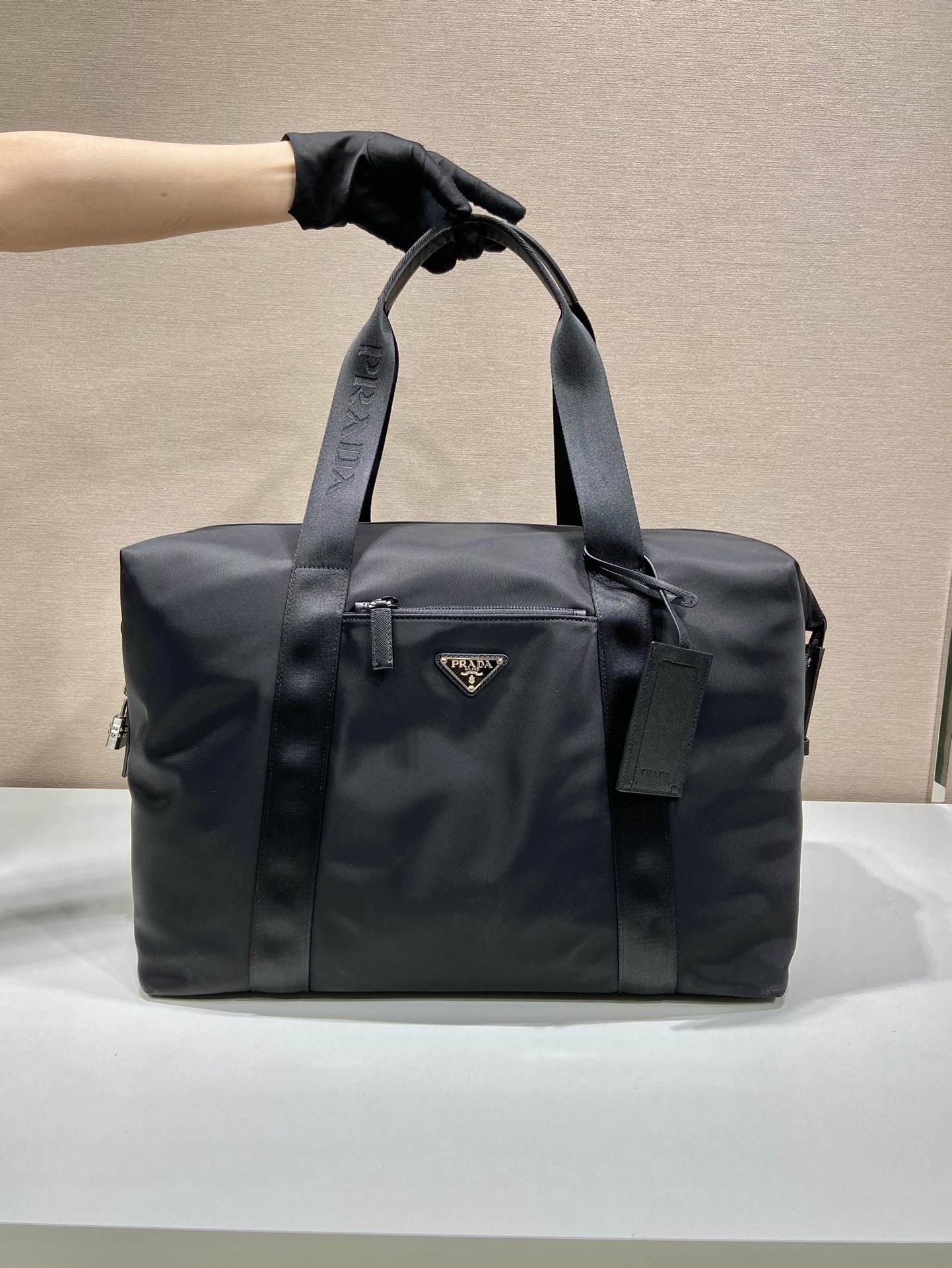 Prada Re-Nylon And Saffiano Duffle Bag Black For Women, Women’s Bags 17.5in/45cm 2VC796_2DMH_F0002_V_OOO