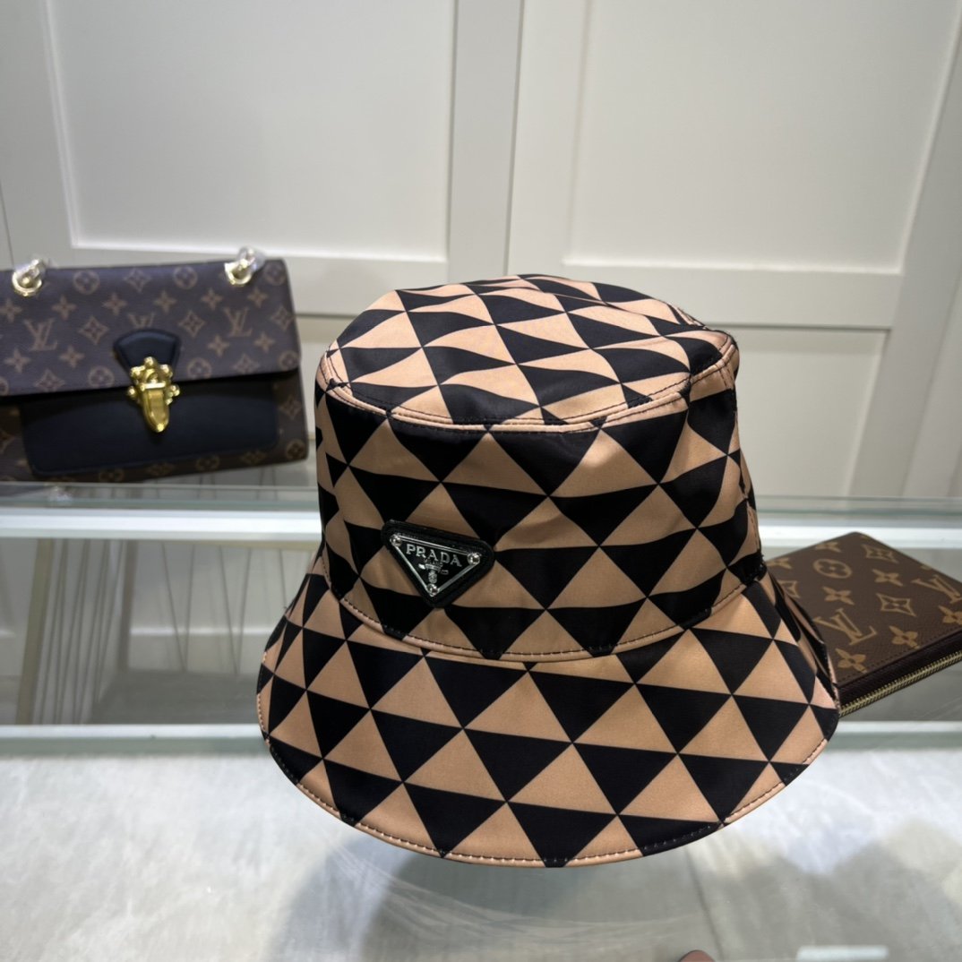 Prada Re-Nylon Bucket Hat Black/Beige Prada Hat