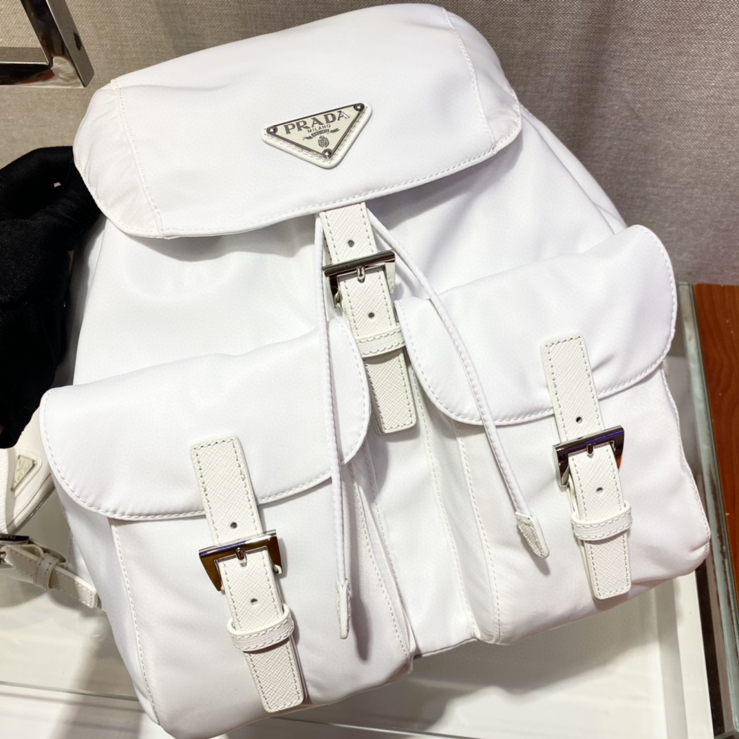 Prada Re-Nylon Medium Backpack White For Women, Women’s Bags 12.6in/32cm 1BZ811_RV44_F0009_V_OTO