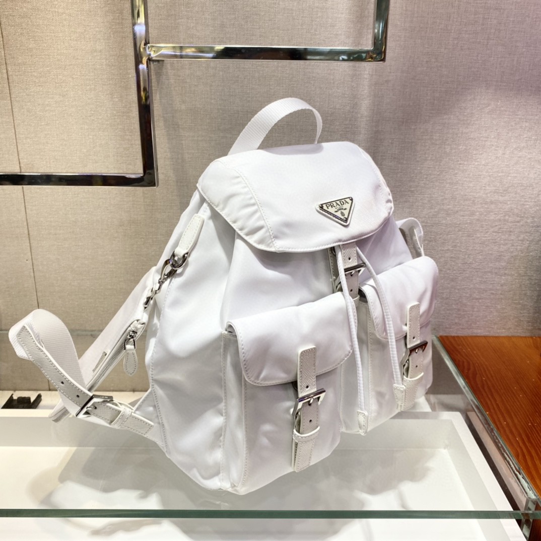 Prada Re-Nylon Medium Backpack White For Women, Women’s Bags 12.6in/32cm 1BZ811_RV44_F0009_V_OTO