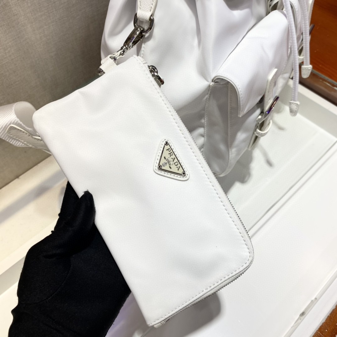 Prada Re-Nylon Medium Backpack White For Women, Women’s Bags 12.6in/32cm 1BZ811_RV44_F0009_V_OTO