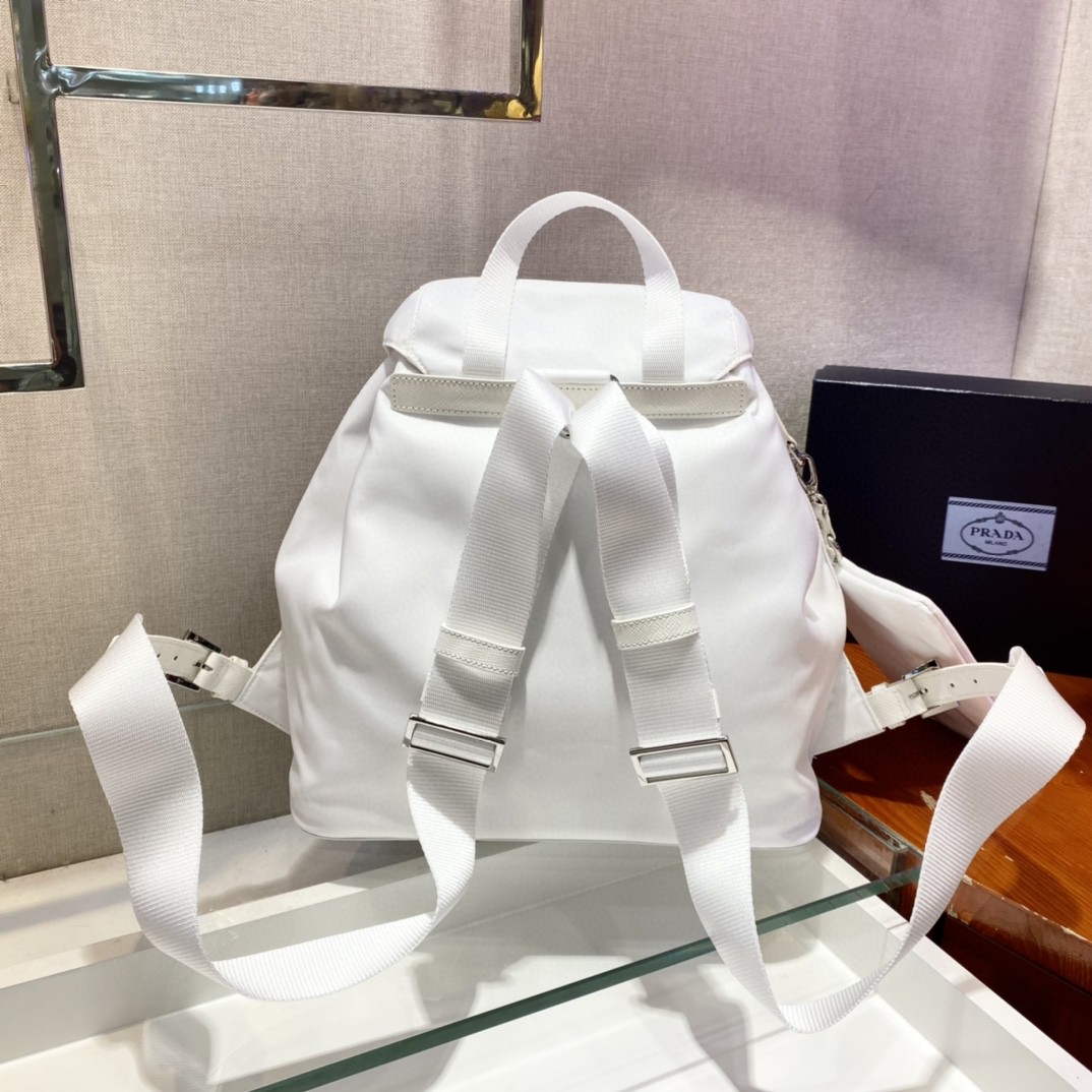 Prada Re-Nylon Medium Backpack White For Women, Women’s Bags 12.6in/32cm 1BZ811_RV44_F0009_V_OTO