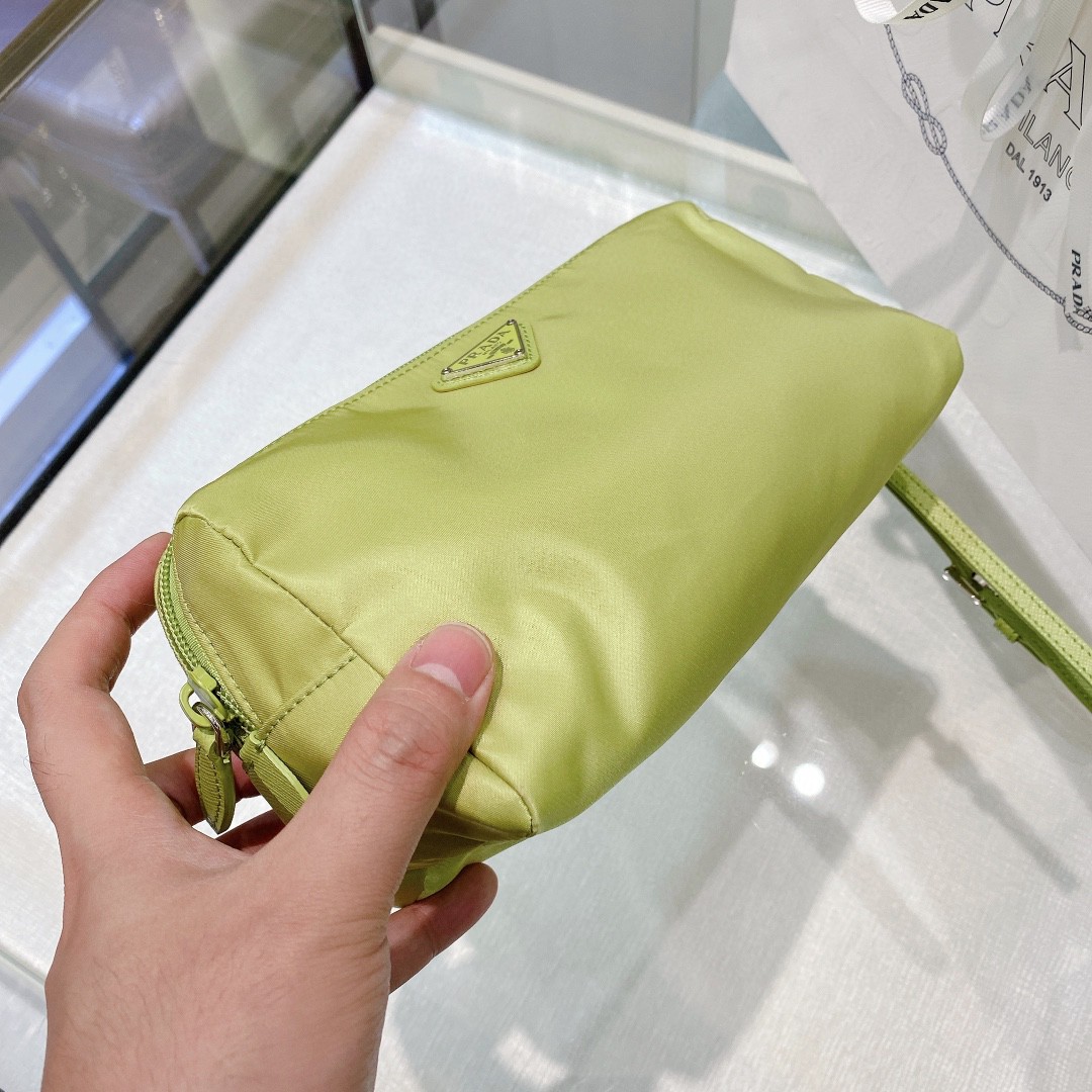 Prada Re-Nylon Necessaire Bag Beige/Black/Green/Yellow For Women 7.8 in/ 20 cm 1NE693_R067_F0F24