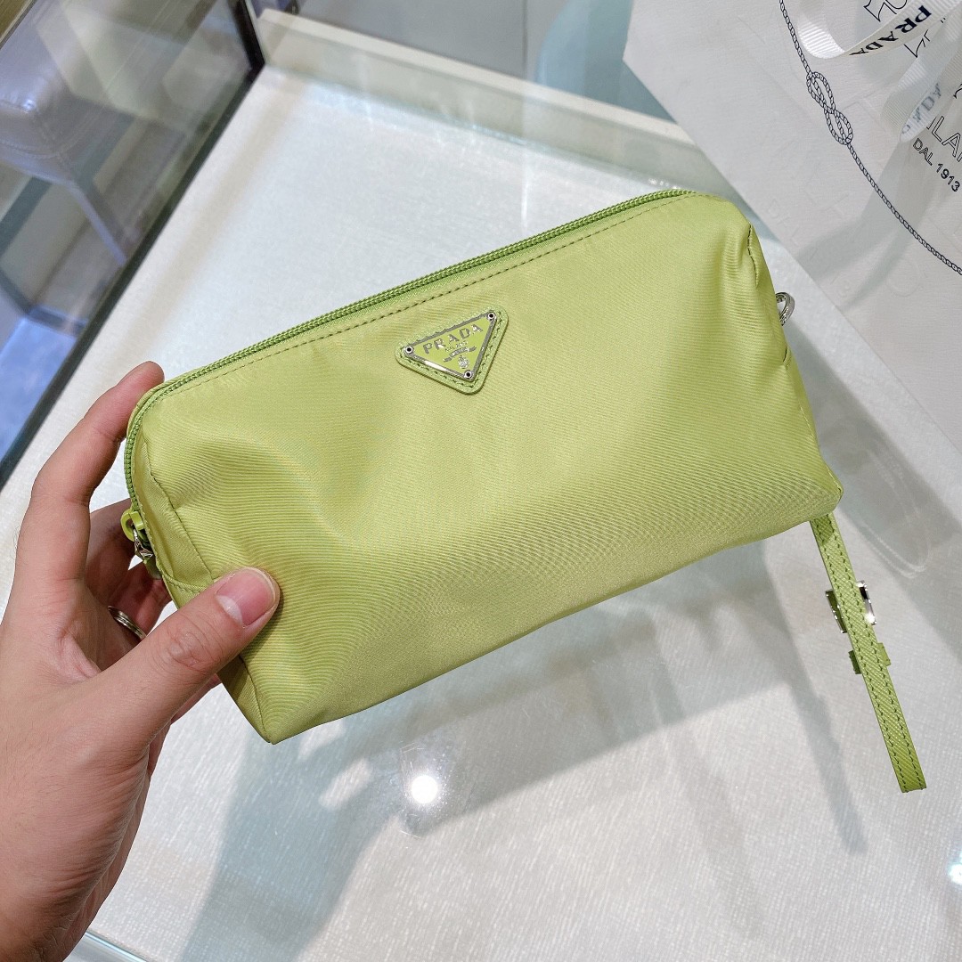 Prada Re-Nylon Necessaire Bag Beige/Black/Green/Yellow For Women 7.8 in/ 20 cm 1NE693_R067_F0F24