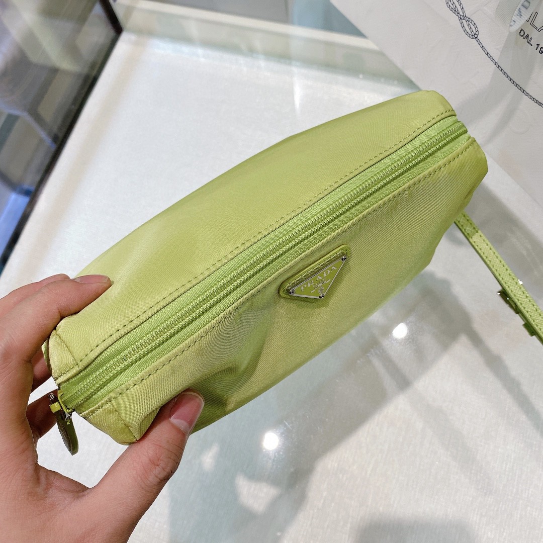 Prada Re-Nylon Necessaire Bag Beige/Black/Green/Yellow For Women 7.8 in/ 20 cm 1NE693_R067_F0F24
