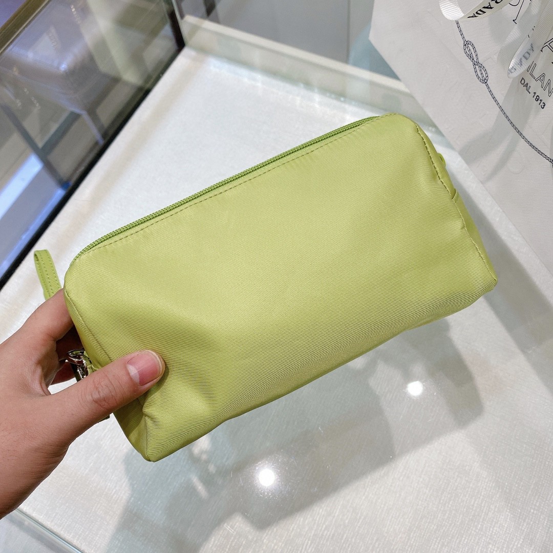 Prada Re-Nylon Necessaire Bag Beige/Black/Green/Yellow For Women 7.8 in/ 20 cm 1NE693_R067_F0F24
