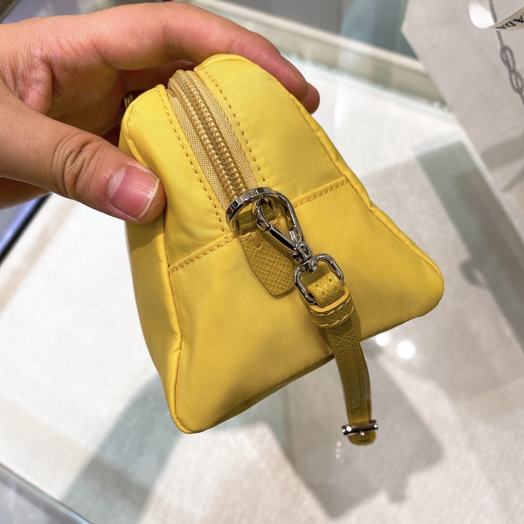 Prada Re-Nylon Necessaire Bag Beige/Black/Green/Yellow For Women 7.8 in/ 20 cm 1NE693_R067_F0F24