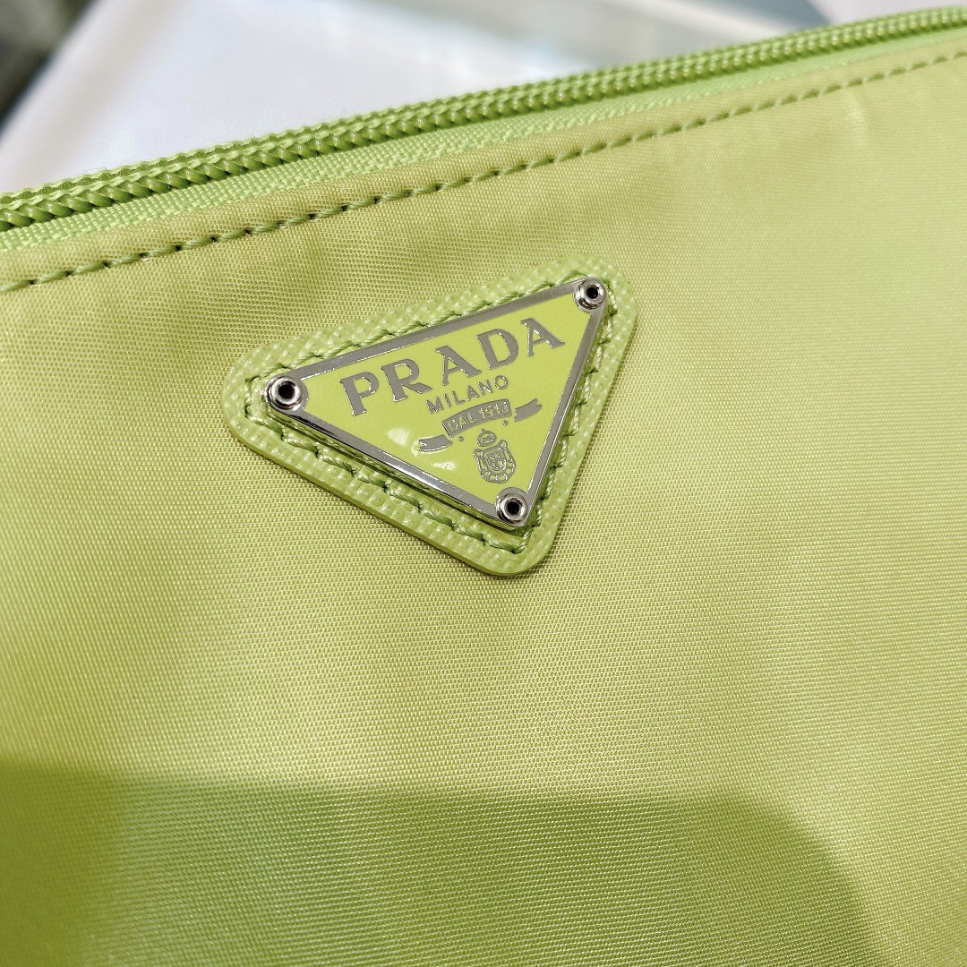 Prada Re-Nylon Necessaire Bag Beige/Black/Green/Yellow For Women 7.8 in/ 20 cm 1NE693_R067_F0F24