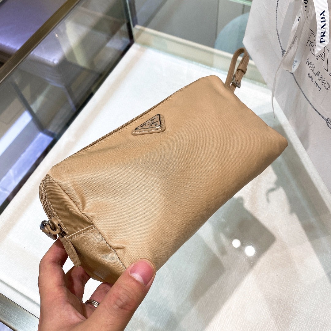 Prada Re-Nylon Necessaire Bag Beige/Black/Green/Yellow For Women 7.8 in/ 20 cm 1NE693_R067_F0F24