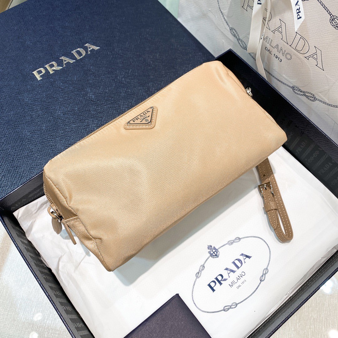 Prada Re-Nylon Necessaire Bag Beige/Black/Green/Yellow For Women 7.8 in/ 20 cm 1NE693_R067_F0F24