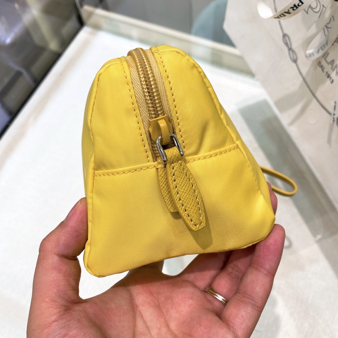 Prada Re-Nylon Necessaire Bag Beige/Black/Green/Yellow For Women 7.8 in/ 20 cm 1NE693_R067_F0F24