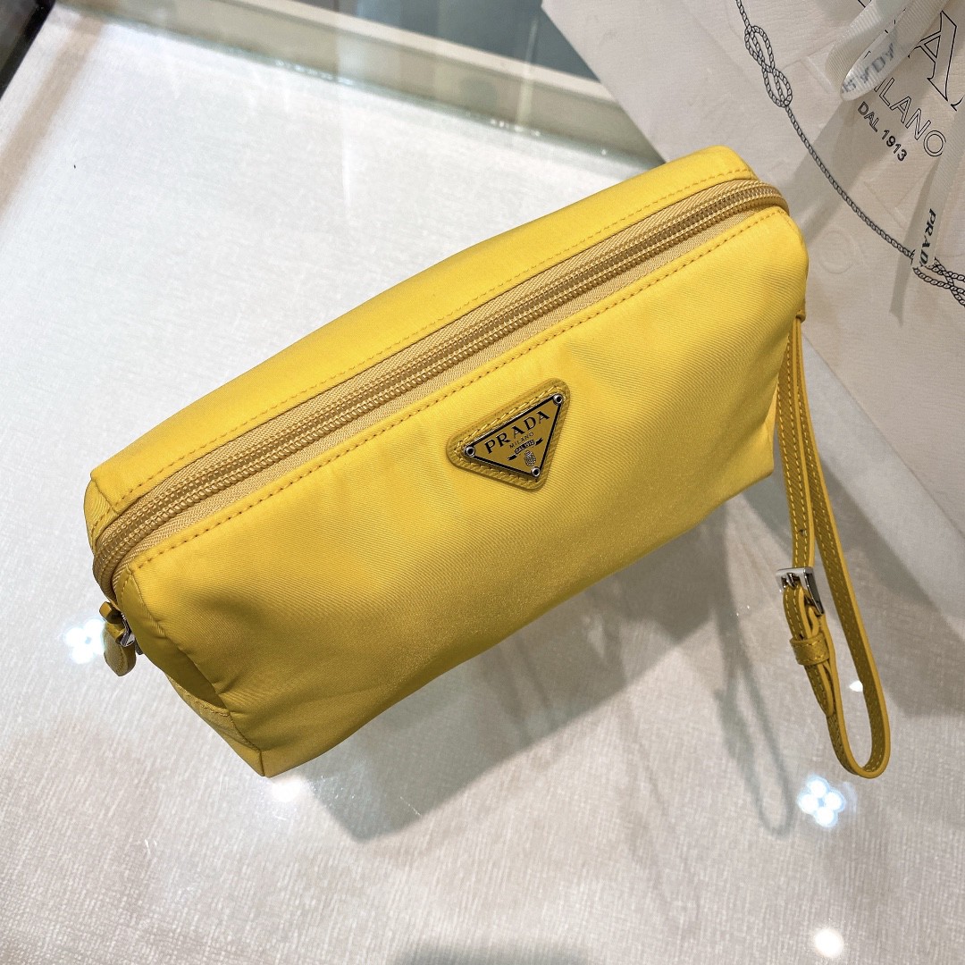 Prada Re-Nylon Necessaire Bag Beige/Black/Green/Yellow For Women 7.8 in/ 20 cm 1NE693_R067_F0F24