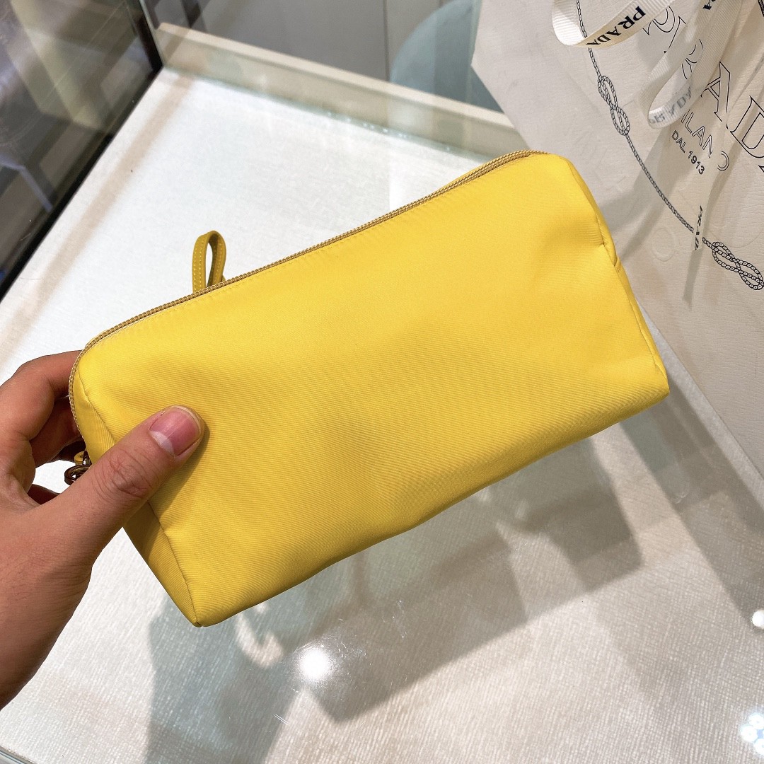 Prada Re-Nylon Necessaire Bag Beige/Black/Green/Yellow For Women 7.8 in/ 20 cm 1NE693_R067_F0F24