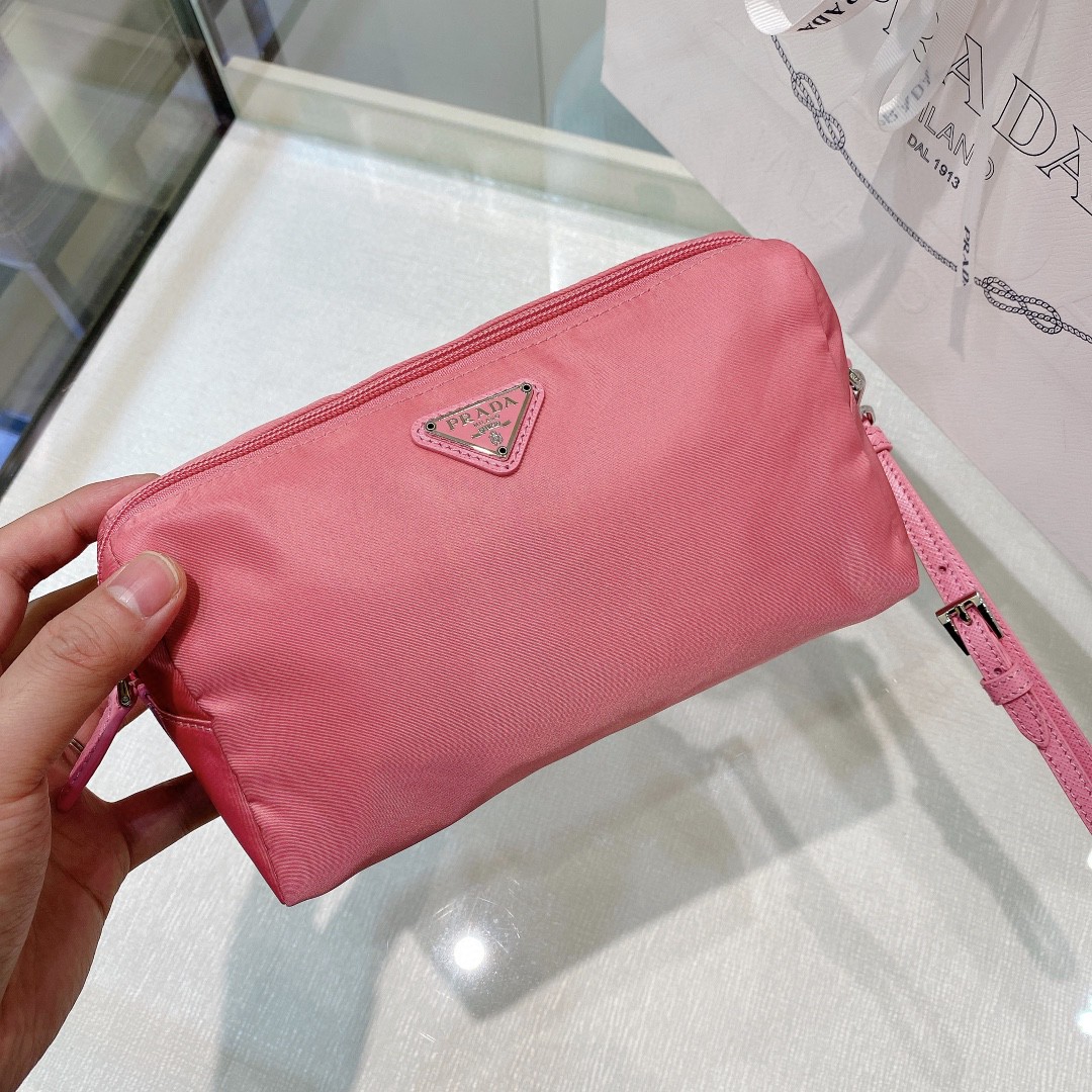 Prada Re-Nylon Necessaire Bag Black/Blue/Pink/Orange For Women 7.8 in/ 20 cm 1NE693_R067_F0002