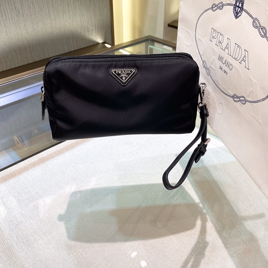 Prada Re-Nylon Necessaire Bag Black/Blue/Pink/Orange For Women 7.8 in/ 20 cm 1NE693_R067_F0002