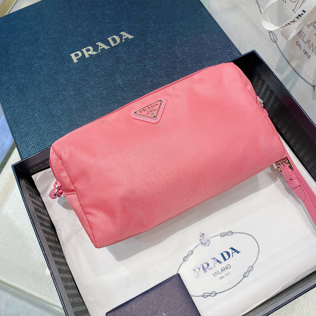 Prada Re-Nylon Necessaire Bag Black/Blue/Pink/Orange For Women 7.8 in/ 20 cm 1NE693_R067_F0002