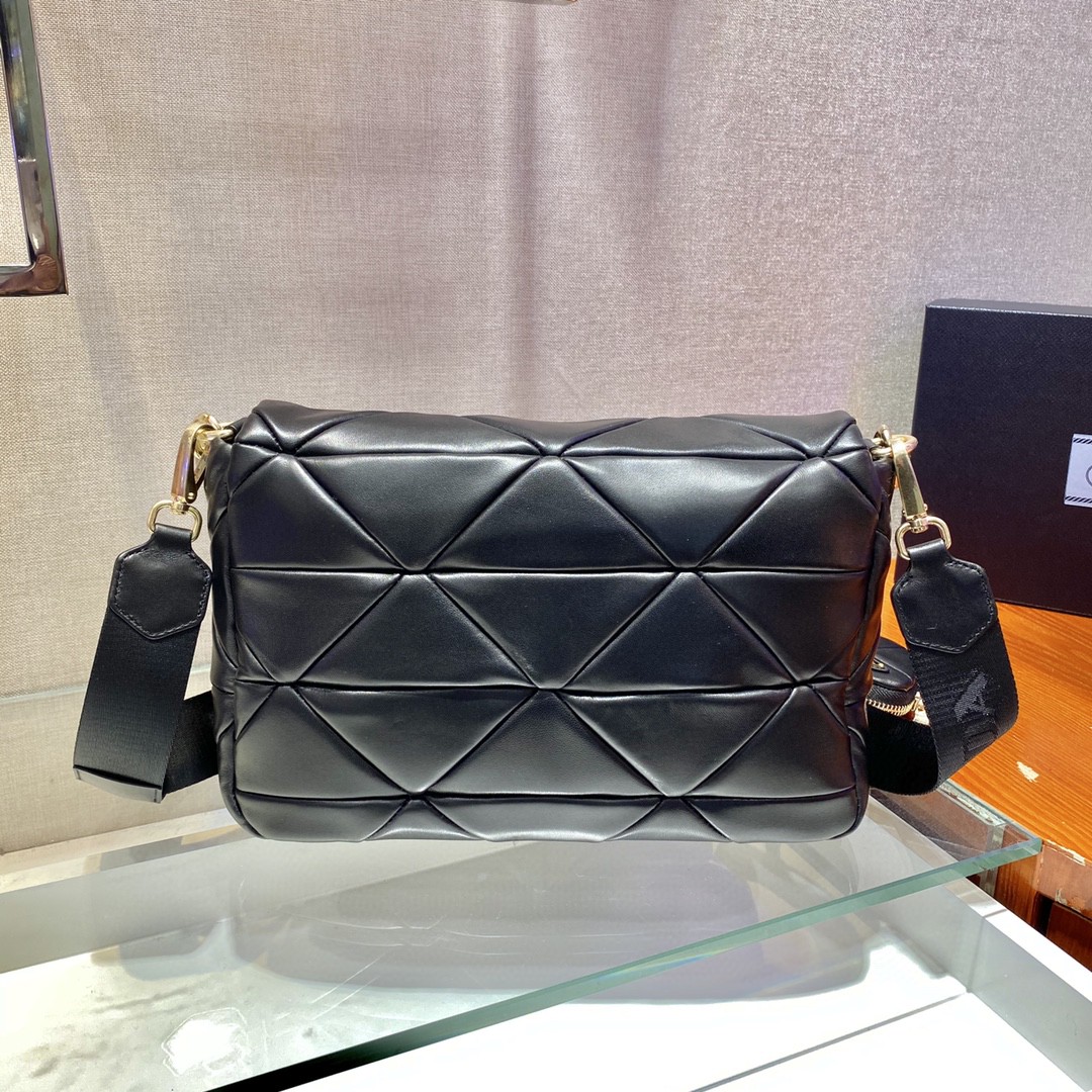 Prada Re-Nylon Padded Shoulder Bag Black For Women, Women’s Bags 11in/28cm
