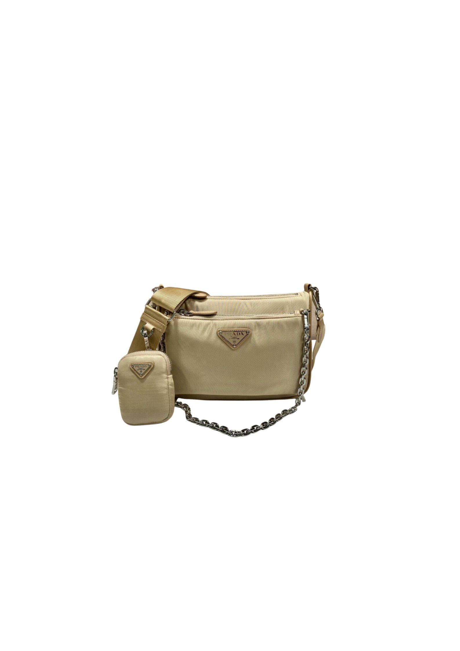 Prada Re-Nylon Shoulder Bag In Beige For Women 8.6in/ 22cm