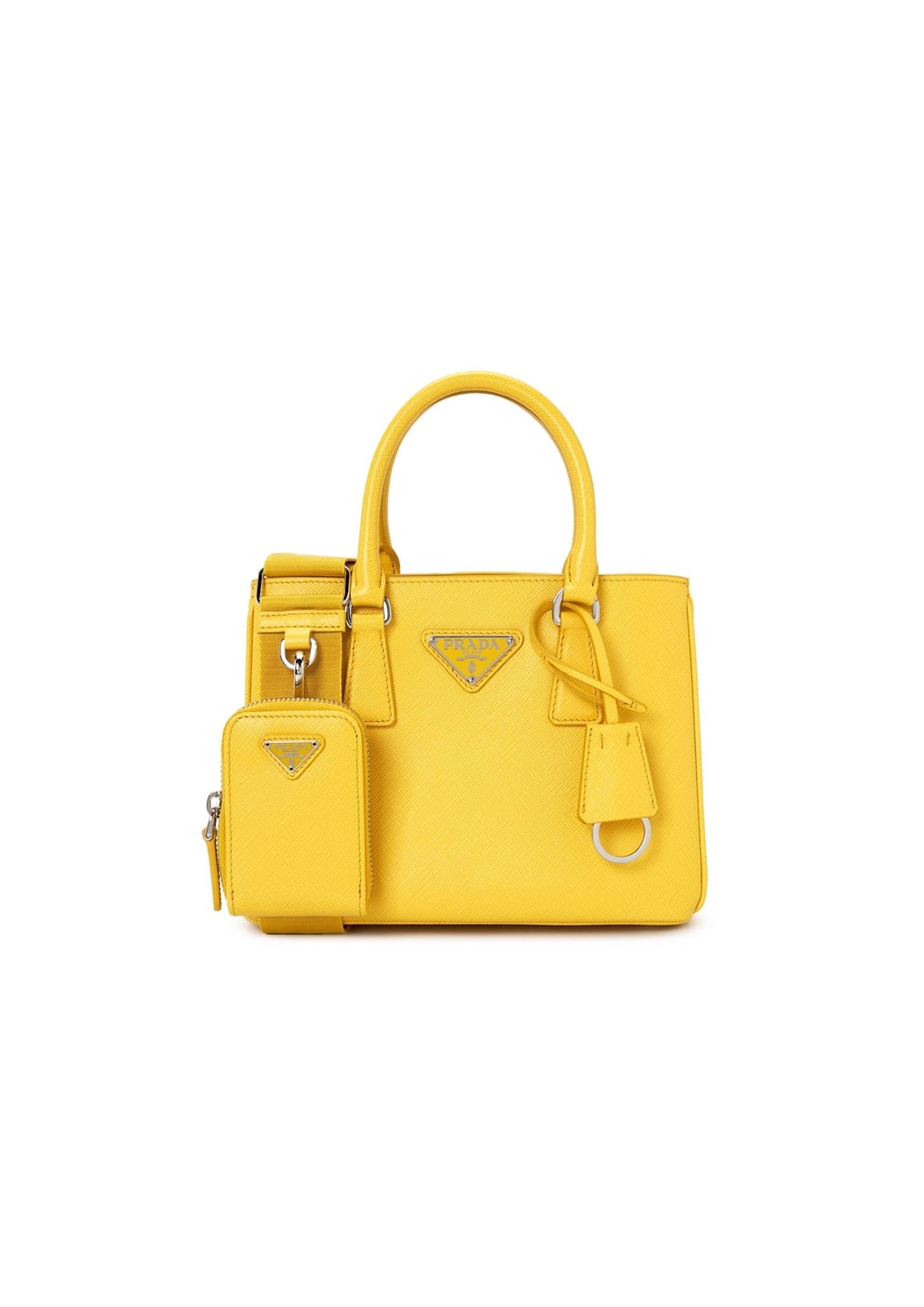 Prada Saffiano Lux Galleria In Yellow For Women 9in/ 23cm