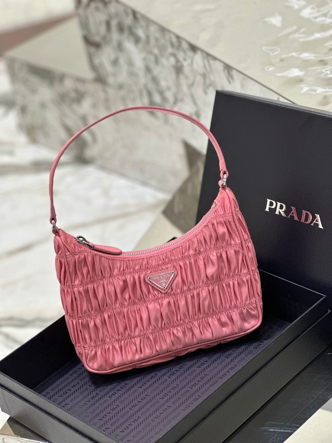 Prada Saffiano Mini Bag Pink/Beige/Blue For Women 8.6 in / 22 cm