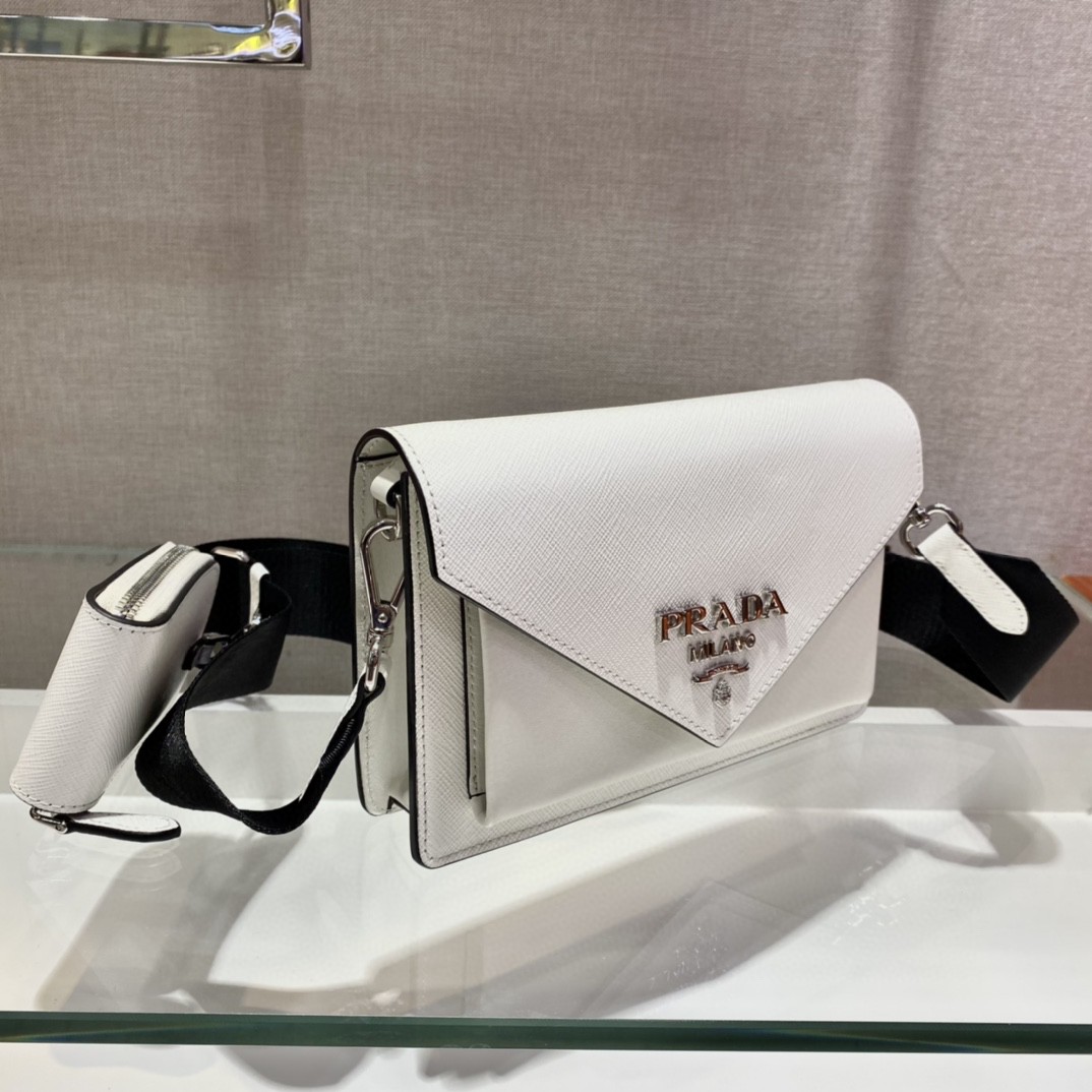Prada Saffiano Mini Envelope Bag White For Women, Women’s Bags 7.9in/20cm 1BP020_2EVU_F0009_V_N2O