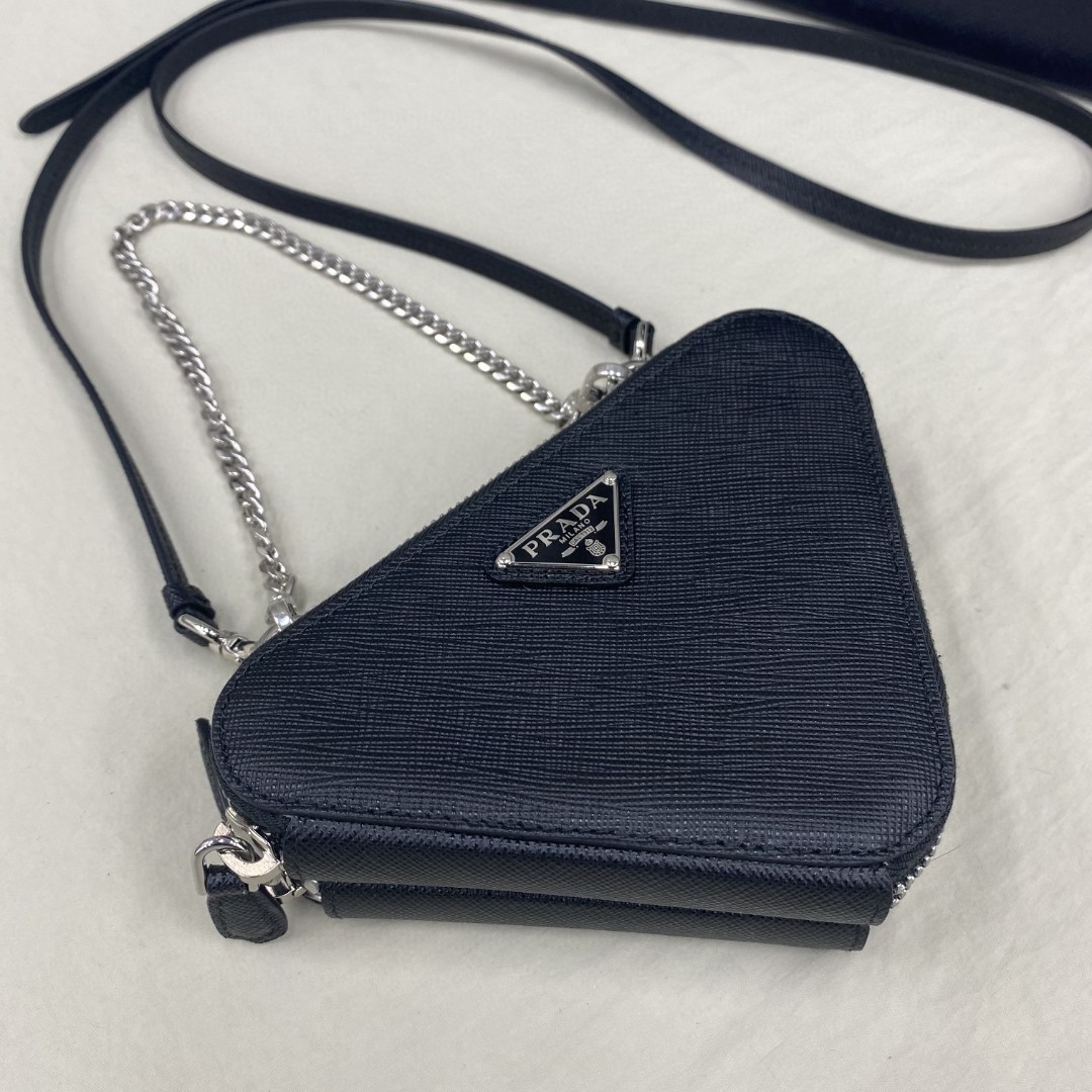 Prada Saffiano Mini Pouch Black For Women, Women’s Bags 5.9in/15cm 1NR015_053_F0002