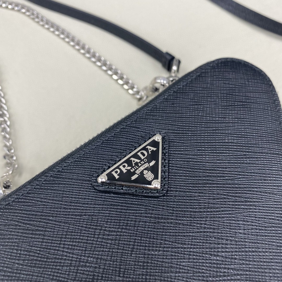 Prada Saffiano Mini Pouch Black For Women, Women’s Bags 5.9in/15cm 1NR015_053_F0002