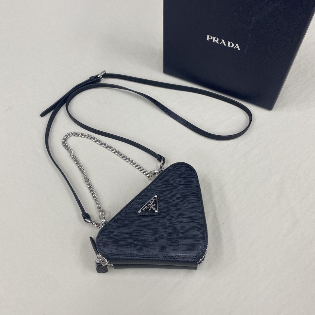 Prada Saffiano Mini Pouch Black For Women, Women’s Bags 5.9in/15cm 1NR015_053_F0002