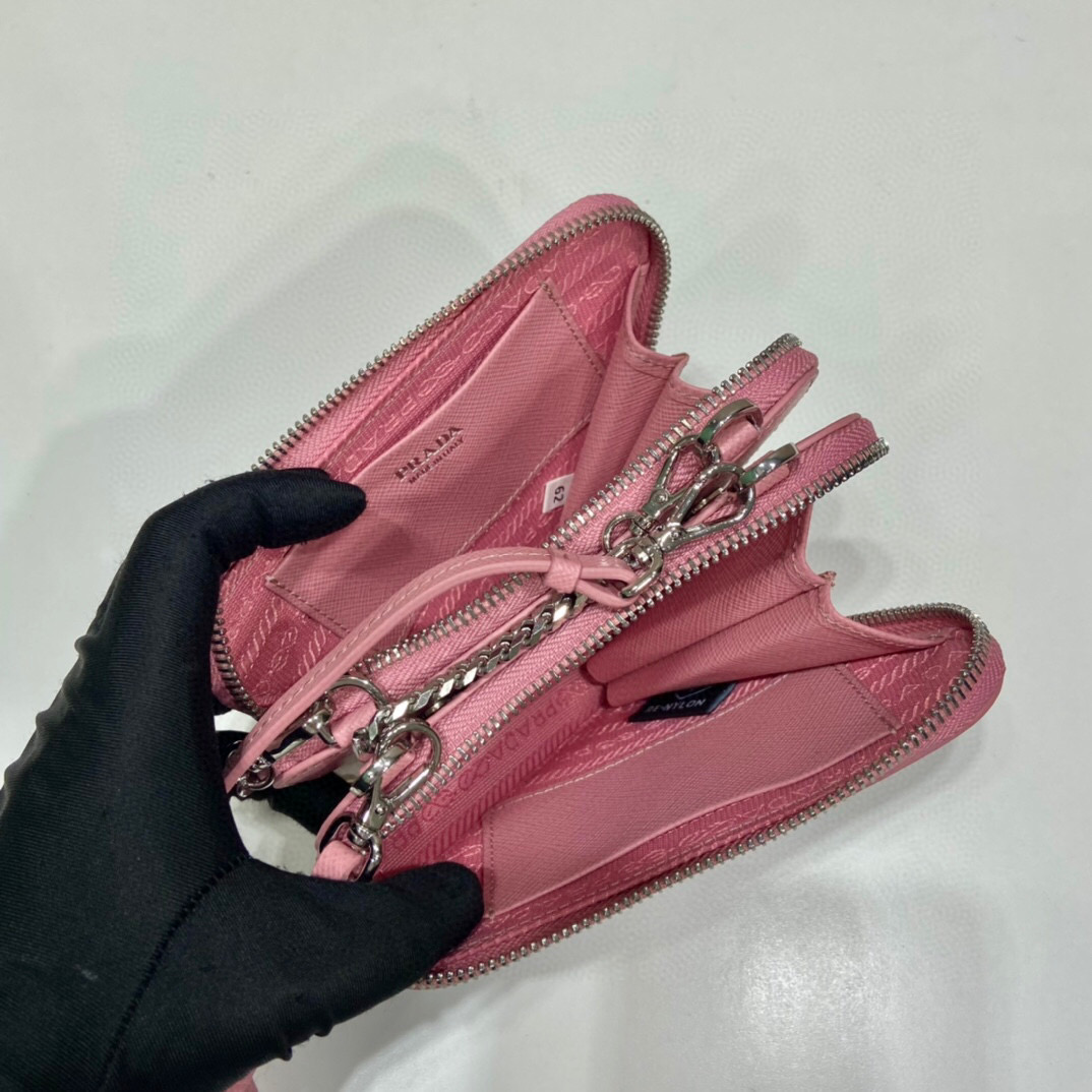 Prada Saffiano Mini Pouch In Pink For Women 5.9in/ 15cm 1NR015_053_F0442