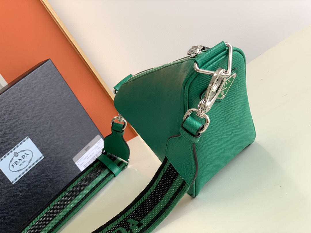 Prada Saffiano Prada Triangle Bag Green/Black/White For Women 11.1 in / 28 cm 2VH155_2FAD_F0458_V_OOO