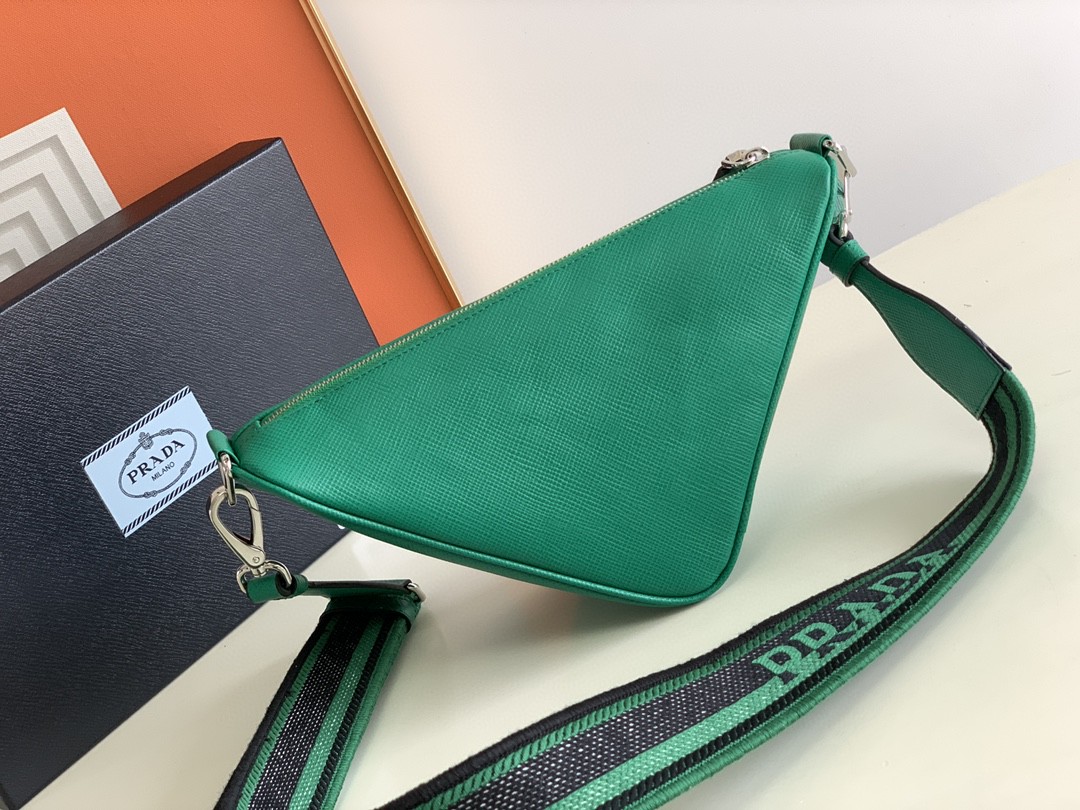 Prada Saffiano Prada Triangle Bag Green/Black/White For Women 11.1 in / 28 cm 2VH155_2FAD_F0458_V_OOO