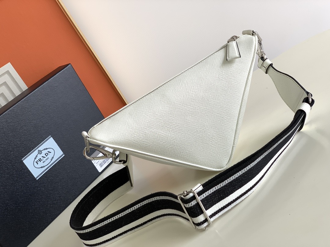 Prada Saffiano Prada Triangle Bag Green/Black/White For Women 11.1 in / 28 cm 2VH155_2FAD_F0458_V_OOO