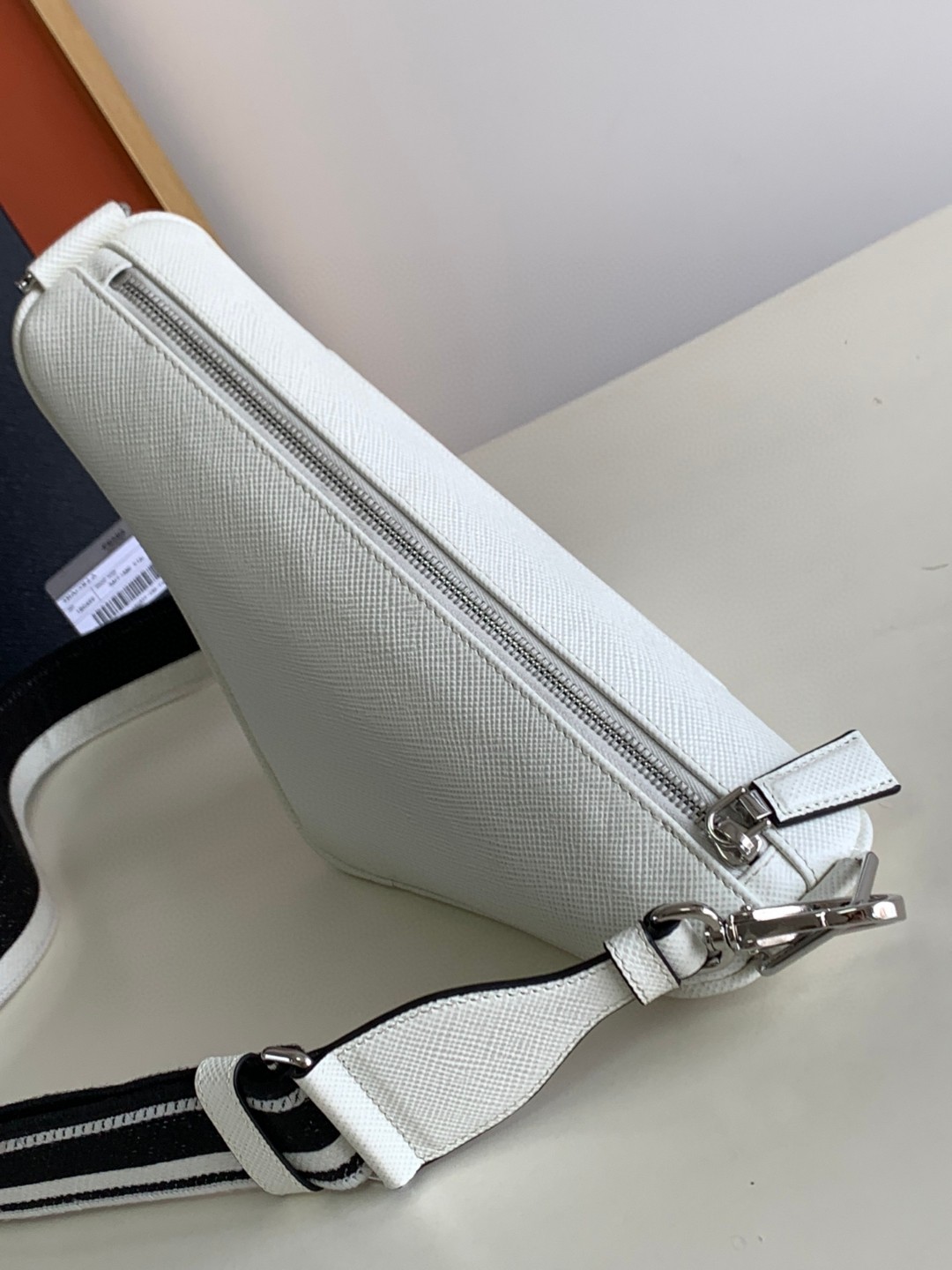 Prada Saffiano Prada Triangle Bag Green/Black/White For Women 11.1 in / 28 cm 2VH155_2FAD_F0458_V_OOO