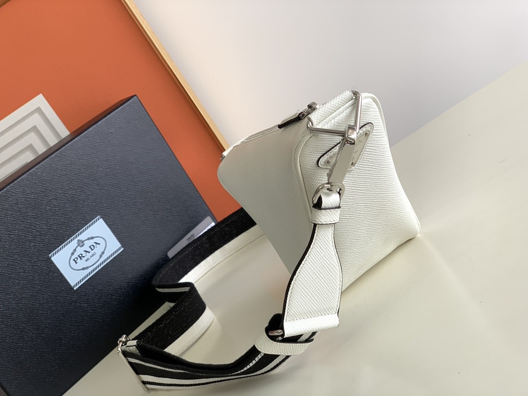 Prada Saffiano Prada Triangle Bag Green/Black/White For Women 11.1 in / 28 cm 2VH155_2FAD_F0458_V_OOO