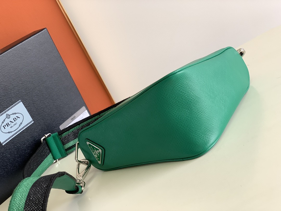 Prada Saffiano Prada Triangle Bag Green/Black/White For Women 11.1 in / 28 cm 2VH155_2FAD_F0458_V_OOO