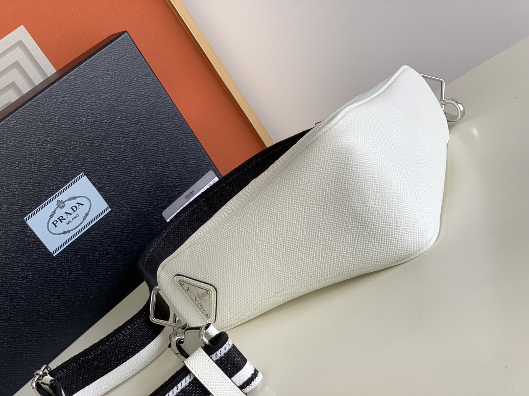 Prada Saffiano Prada Triangle Bag Green/Black/White For Women 11.1 in / 28 cm 2VH155_2FAD_F0458_V_OOO