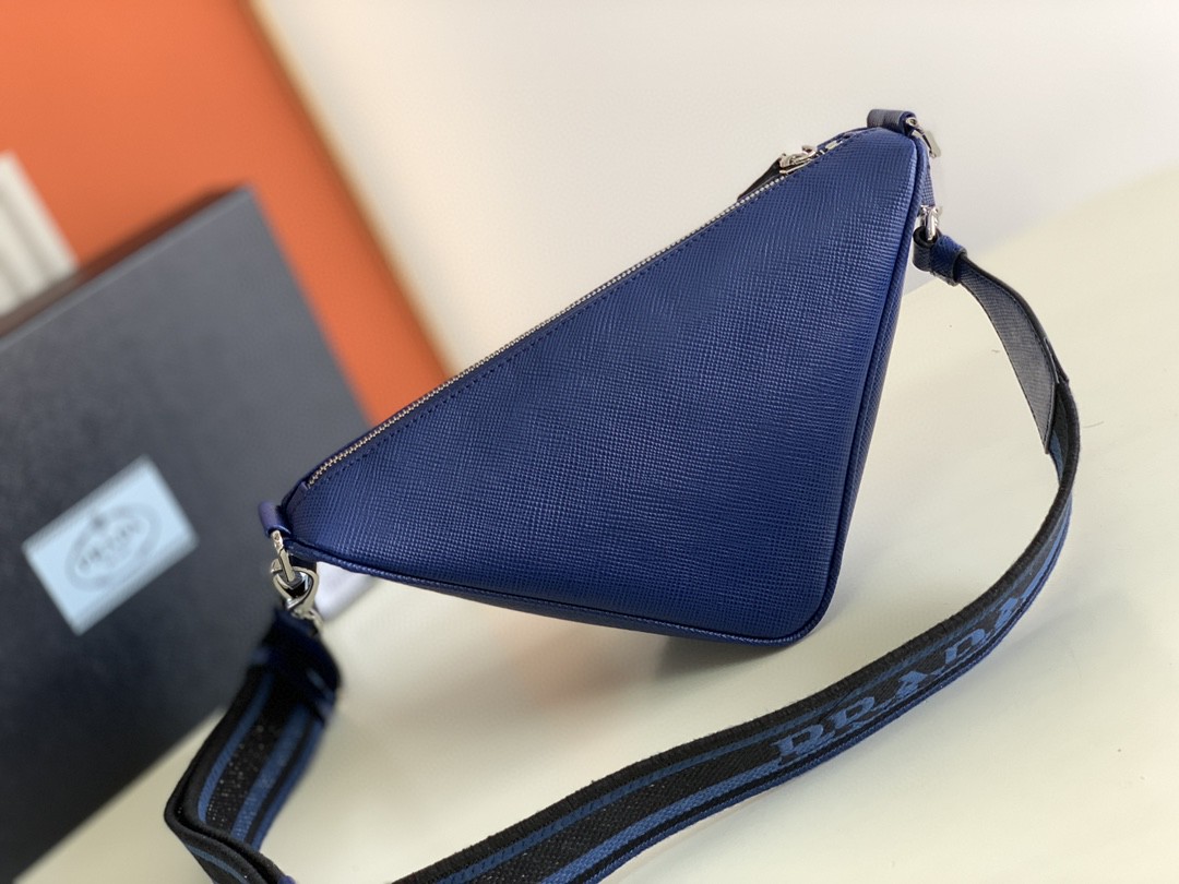 Prada Saffiano Prada Triangle Bag Yellow/Dark Blue For Women 11.1 in / 28 cm 2VH155_2FAD_F0377_V_OOO