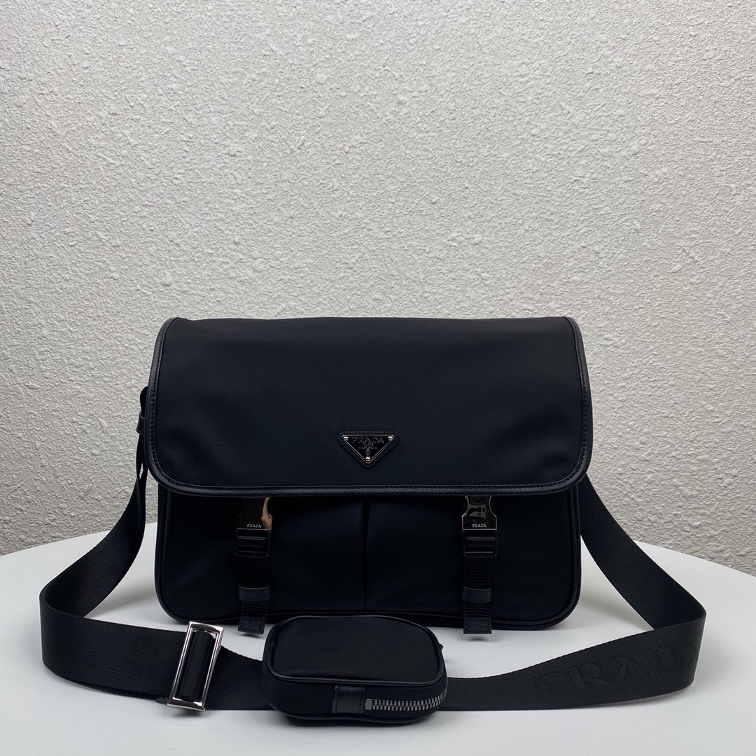 Prada Saffiano Shoulder Bag Black For Women 12.6 in / 32 cm