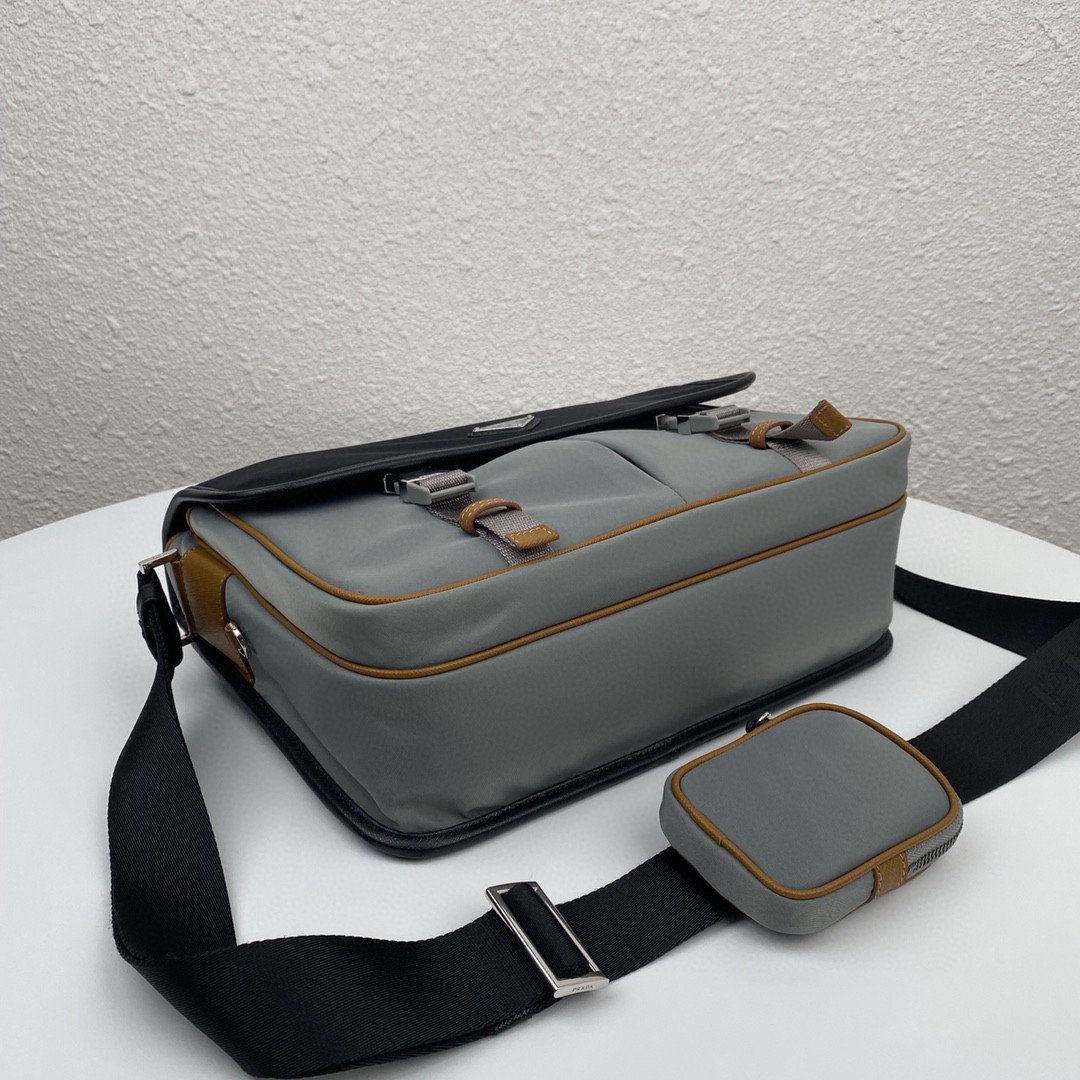 Prada Saffiano Shoulder Bag Grey and Black For Women 12.6 in / 32 cm