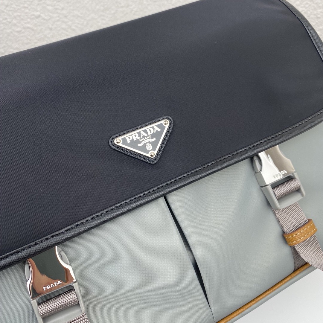 Prada Saffiano Shoulder Bag Grey and Black For Women 12.6 in / 32 cm